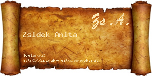 Zsidek Anita névjegykártya